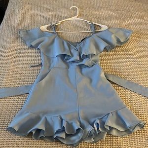 Blue Blush Romper, Size S, light blue